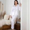 Saten Pijama Takımı Beyaz