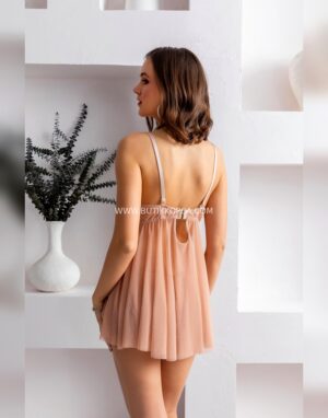 Transparan Babydoll Ve String Takım Cappucino