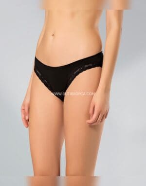 3’lü Kadın Elastan Bikini-Parmak Dantel – Siyah