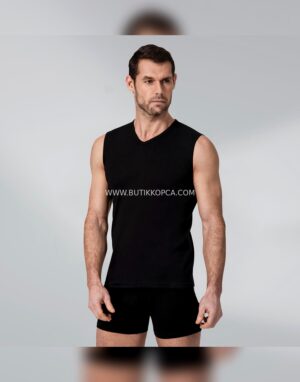 Erkek Ribana Body V Yaka – Siyah