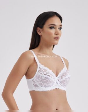 Minimizer Toparlayıcı Dantel Desenli Sütyen – Beyaz
