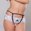 Dantelli Siyah Lastikli String – Beyaz