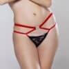 Kırmızı Lastikli Arkası Açık T-String – Siyah