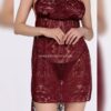Askılı Dantelli Mini Gecelik Bordo