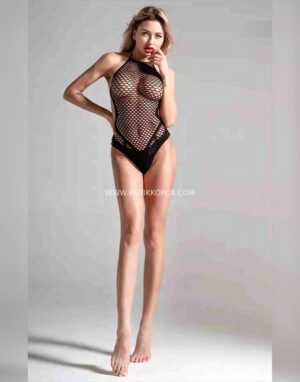 İnce İpli Yüksek Kesim Fantezi Body Siyah