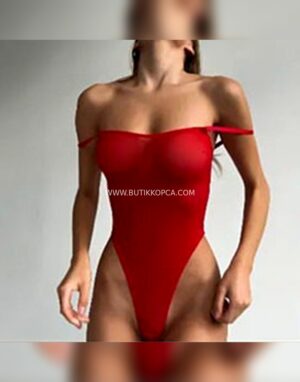 İnce Askılı Düz Yakalı Fantezi Body Kırmızı