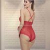 İnce Askılı Yüksek Kesim Fantezi Body Kırmızı