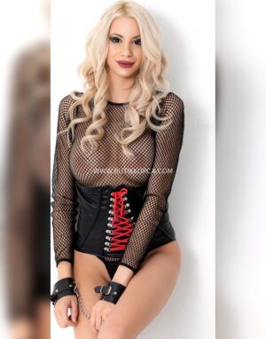 Bağcık Detaylı Uzun Kollu Tül Body Siyah